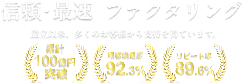 信頼・最速  ファクタリング。設立以来、多くのお客様から支持を得ています。